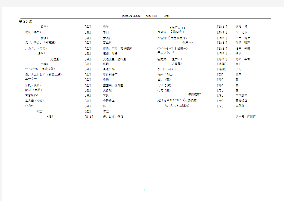 完整版新版标日 单词初级下册