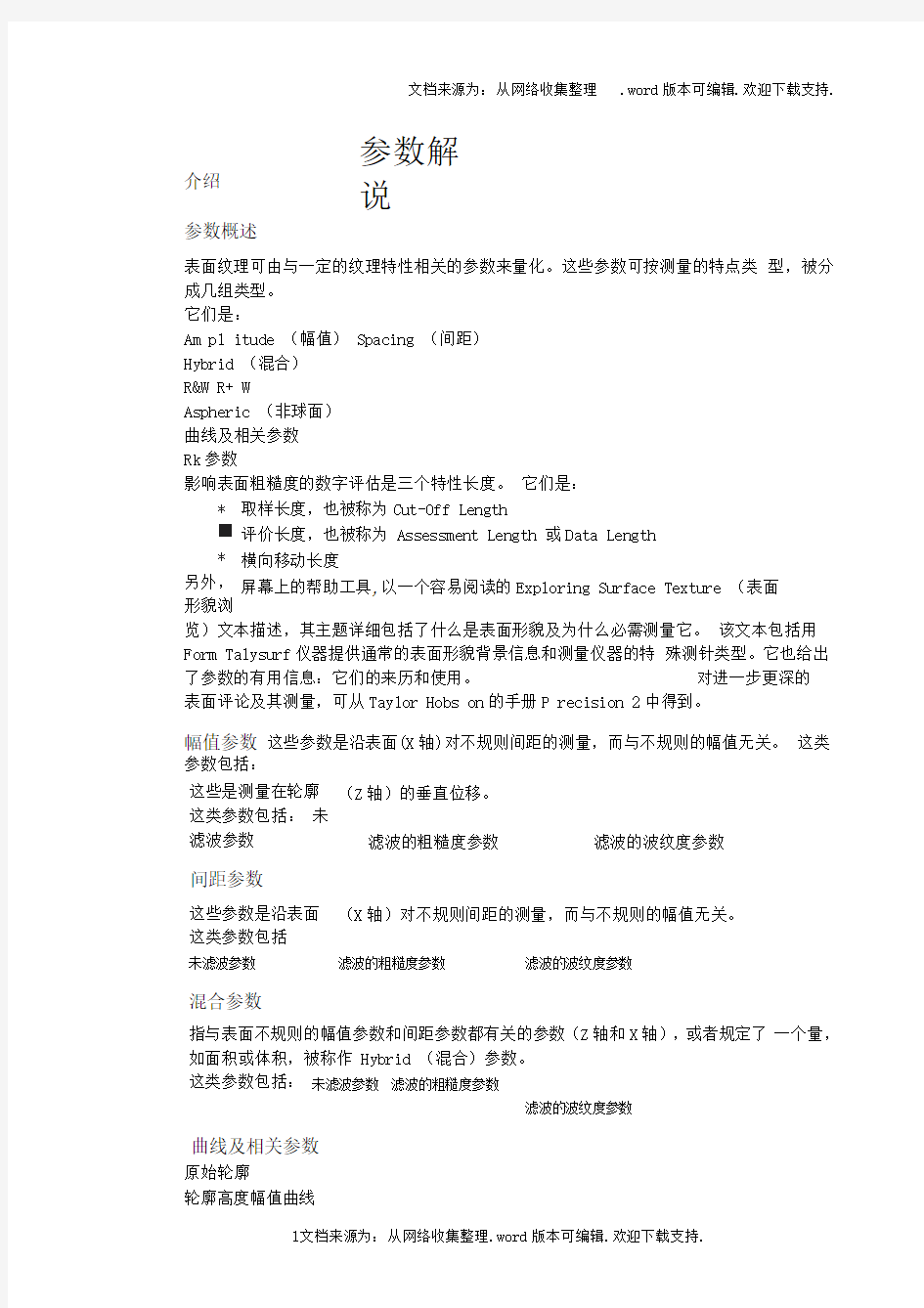 粗糙度参数解说