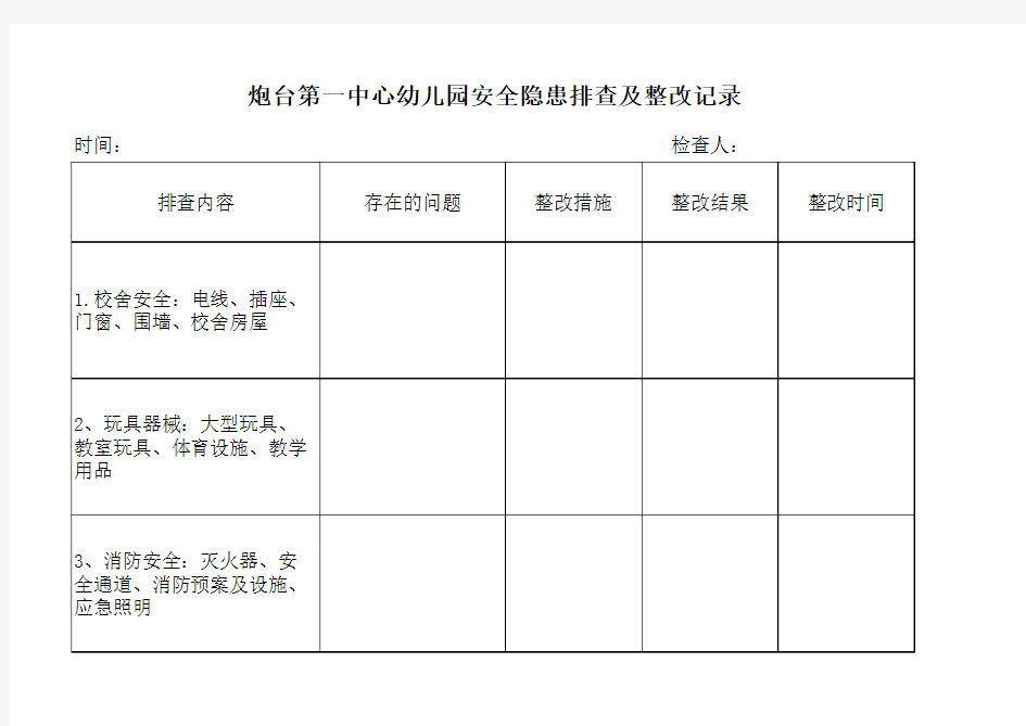 安全隐患排查及整改记录