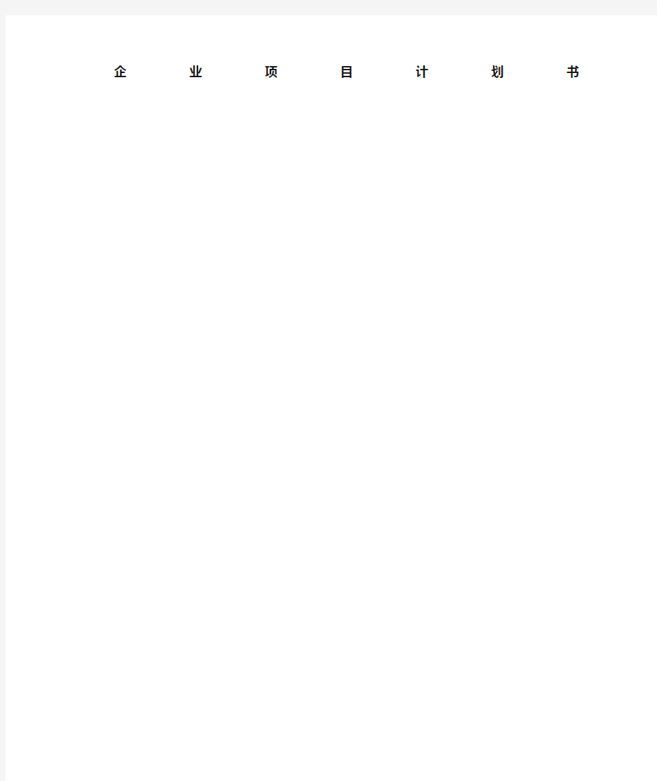 企业项目计划书怎么写