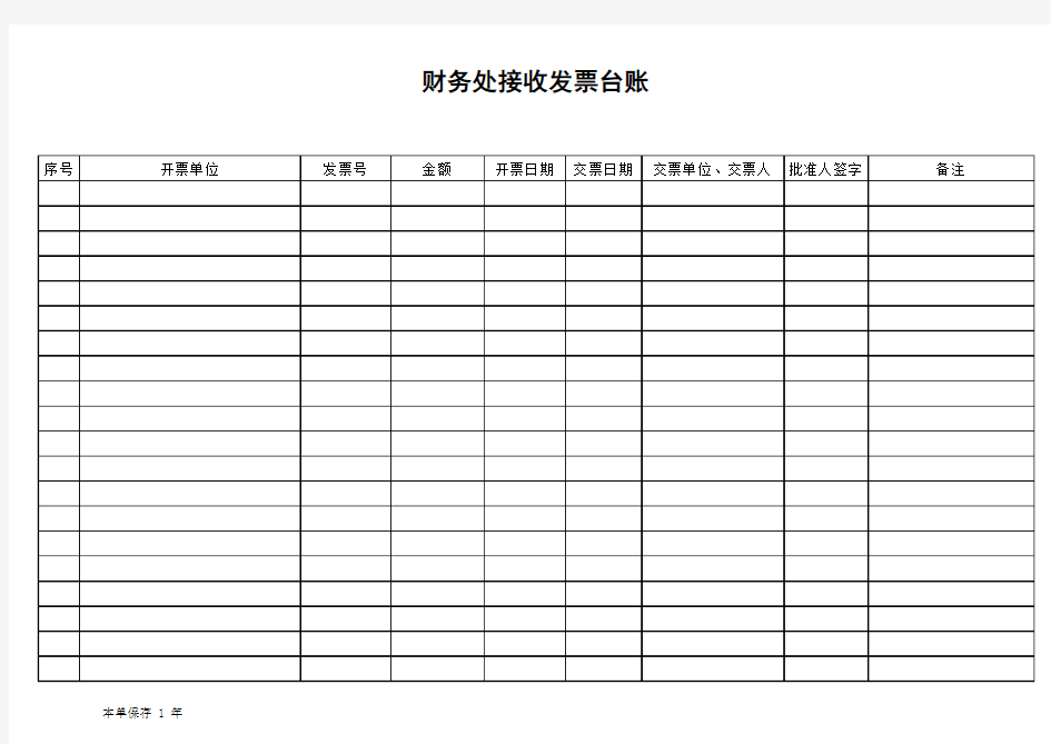 财务处接收发票台账