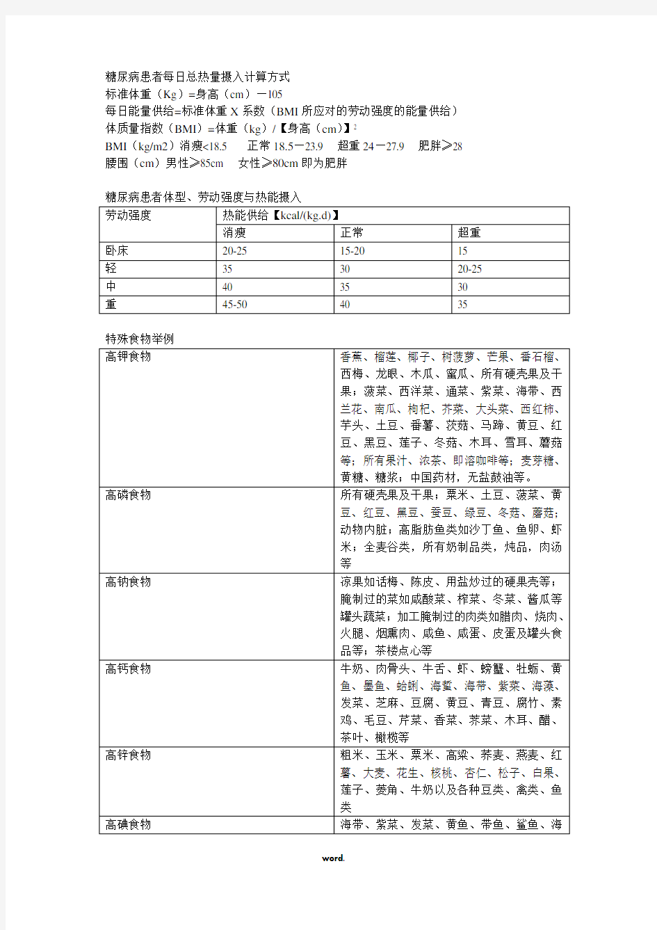 糖尿病患者每日总热量摄入计算方式(精选.)