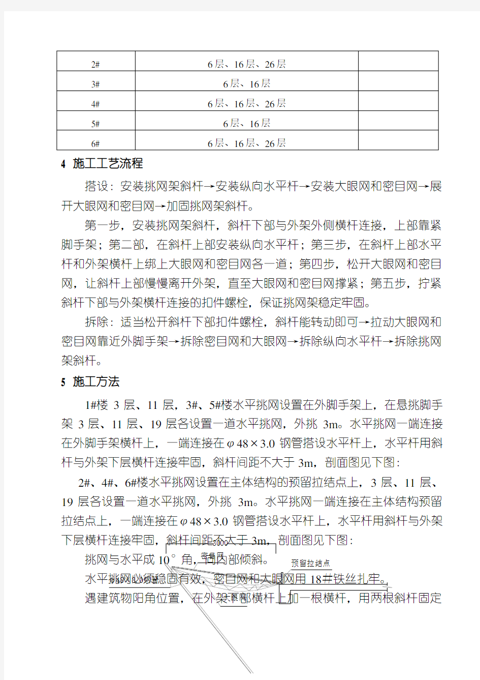 2021年外脚手架挑网施工方案