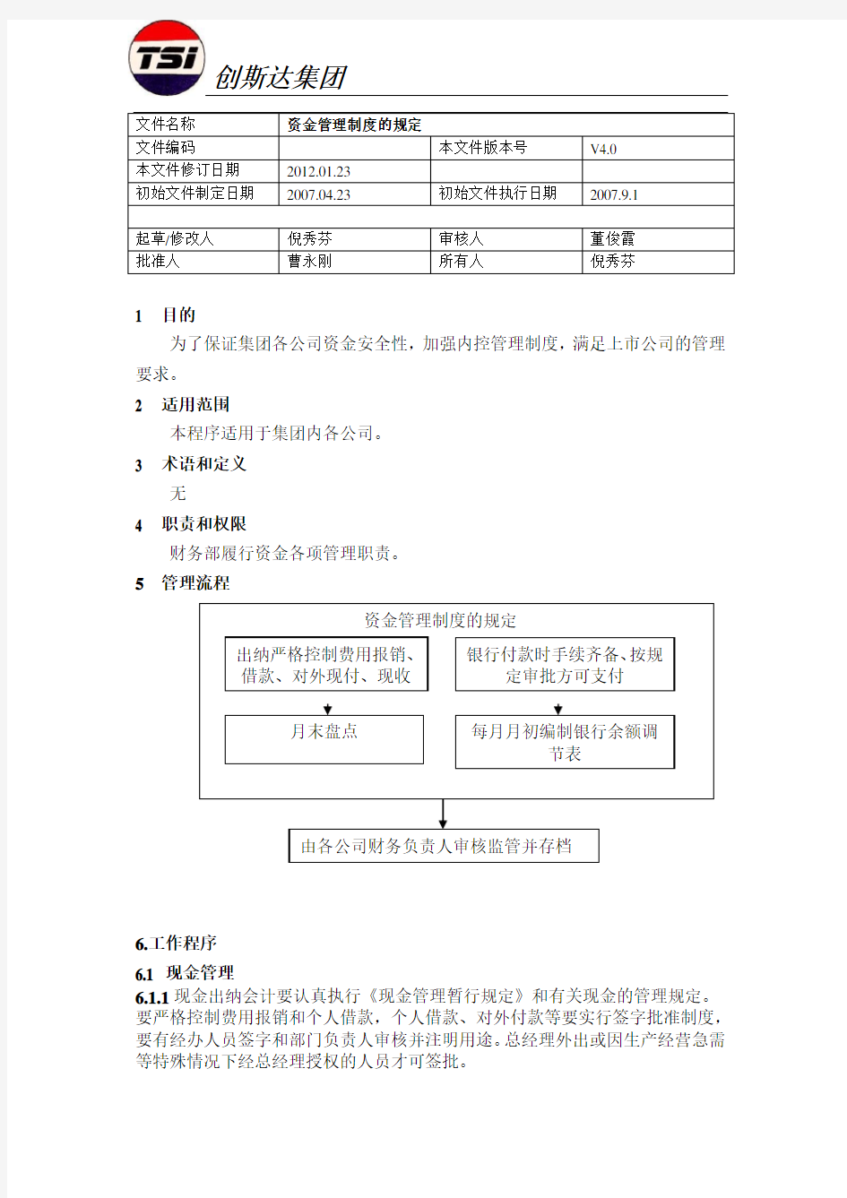 资金管理制度规定