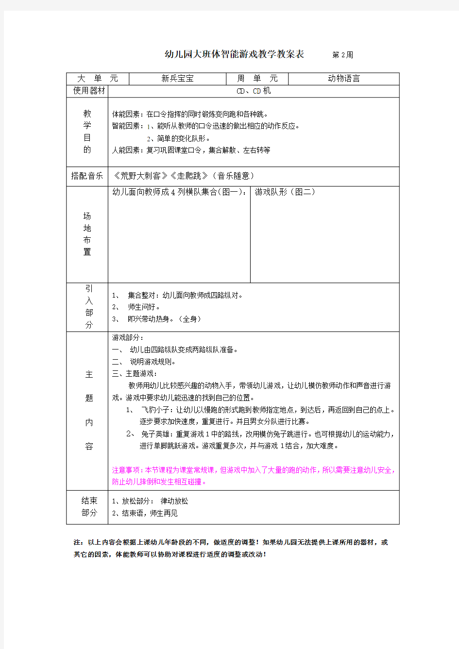 幼儿园中班体智能游戏教学教案表 (1)