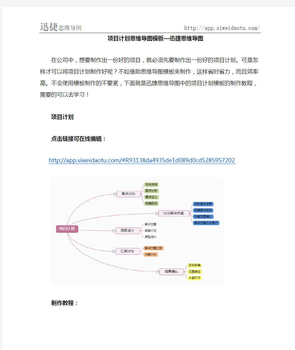 项目计划思维导图模板