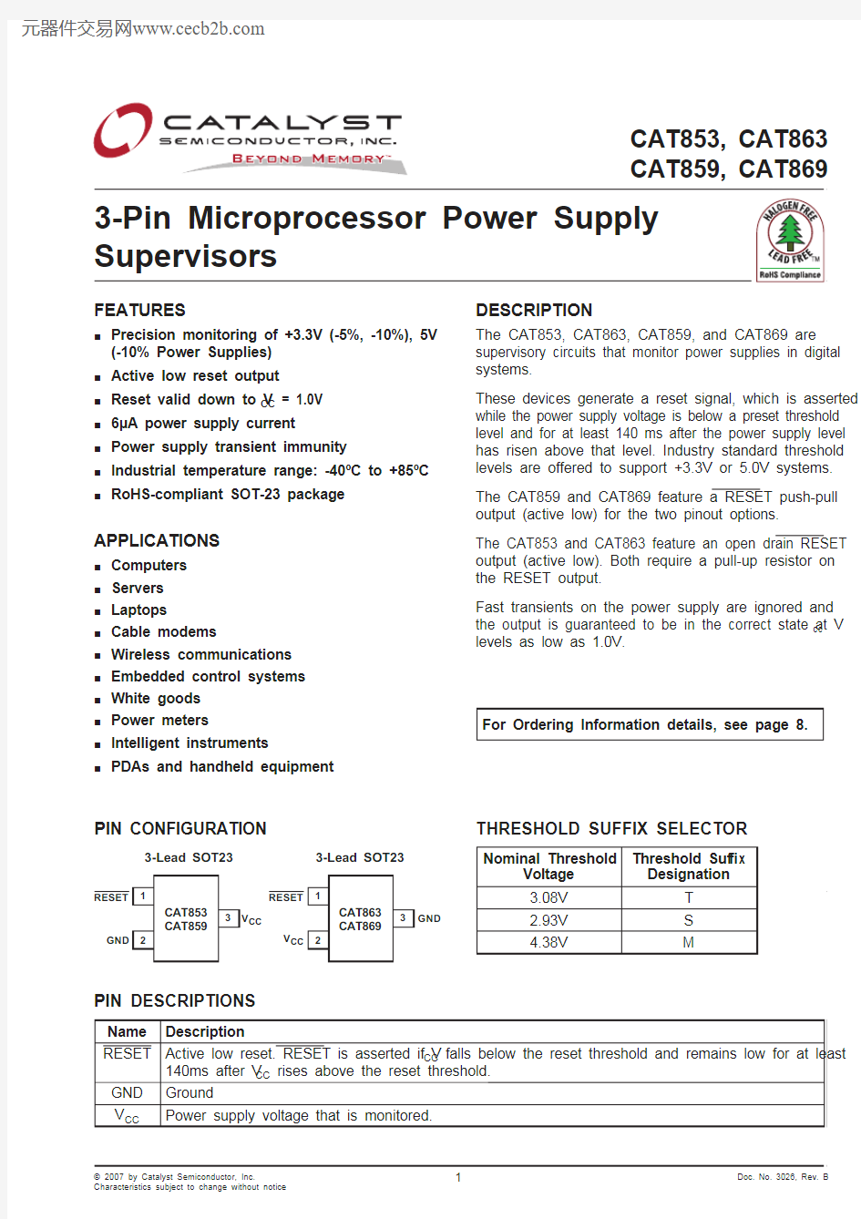 CAT853MTBI-G中文资料