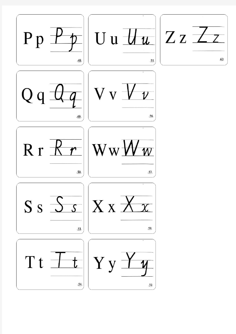 26个字母手写体(打印)