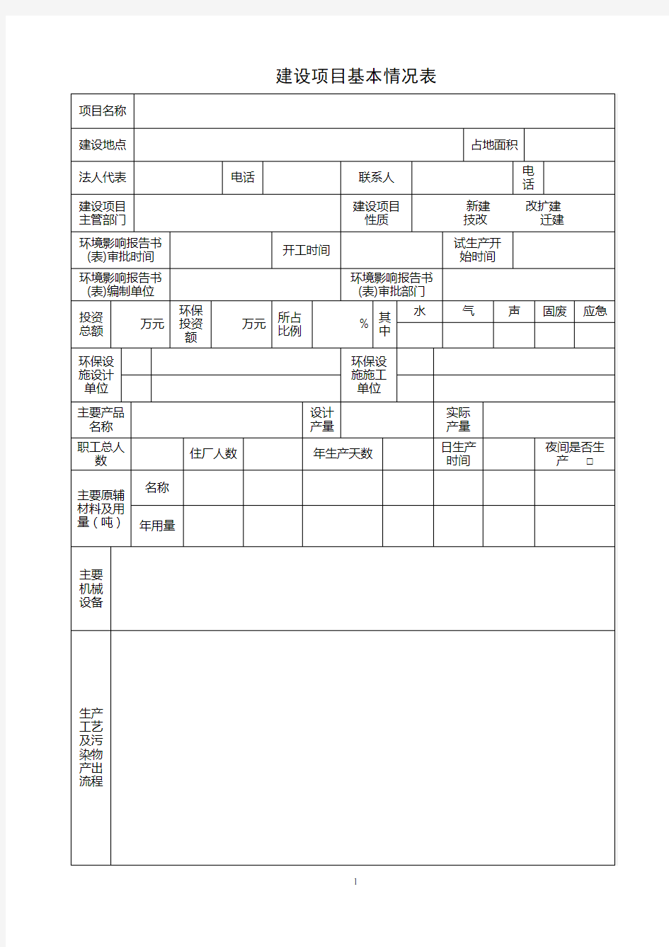 建设项目基本情况表