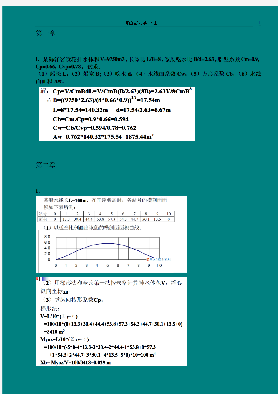 船舶静力学复习资料(一)