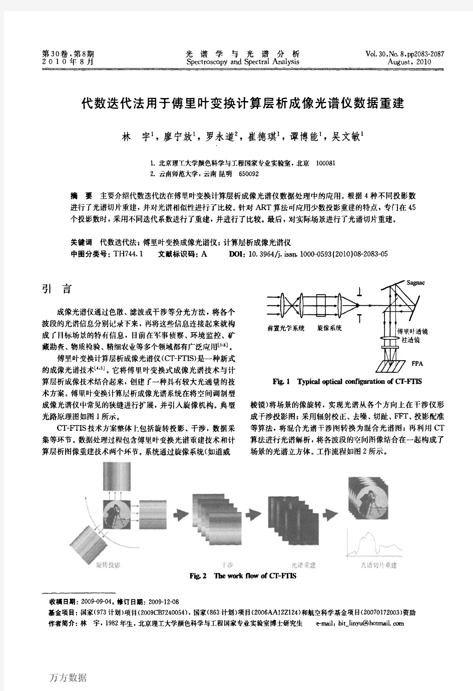 代数迭代法用于傅里叶变换计算层析成像光谱仪数据重建