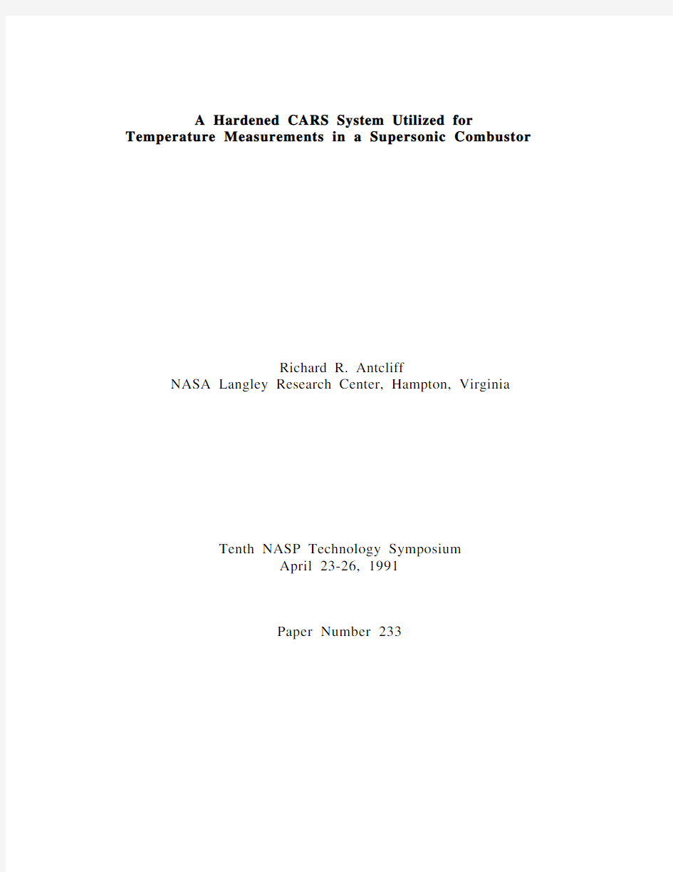 A Hardened CARS System Utilized for Temperature Measurements in a Supersonic Combustor