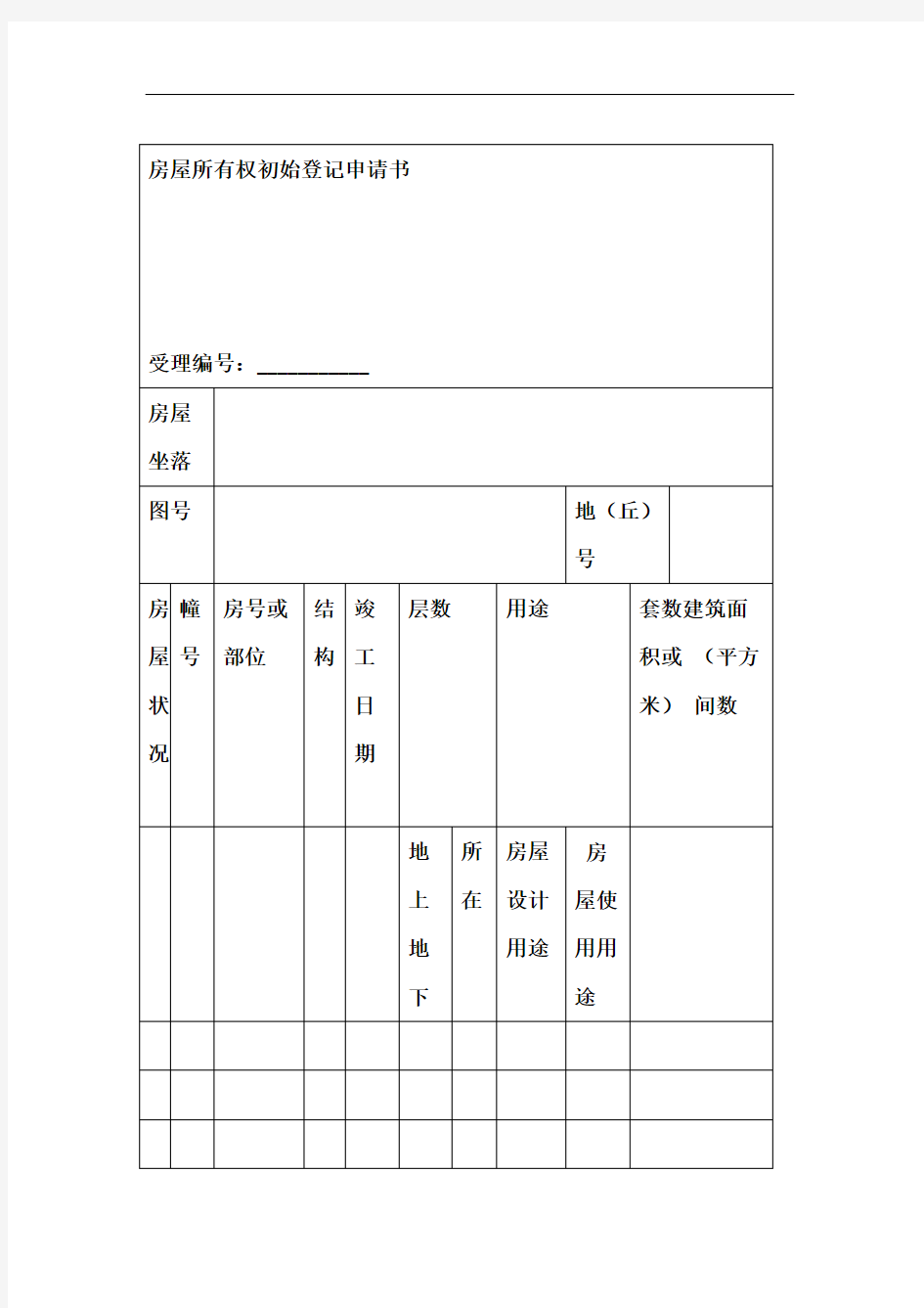 房屋所有权初始登记申请书