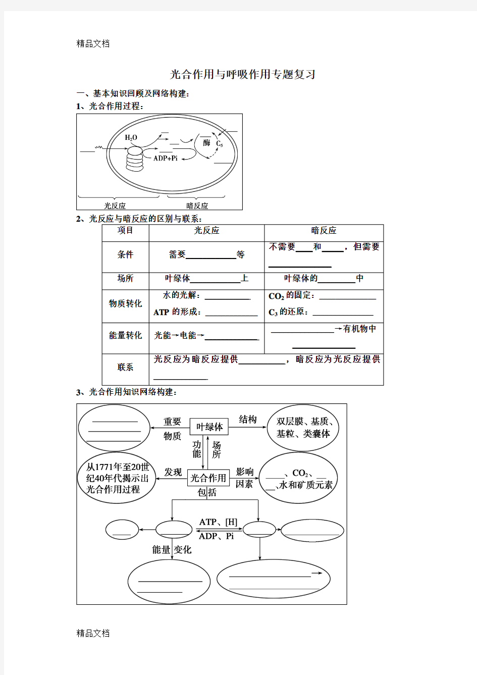 最新光合作用与呼吸作用专题复习