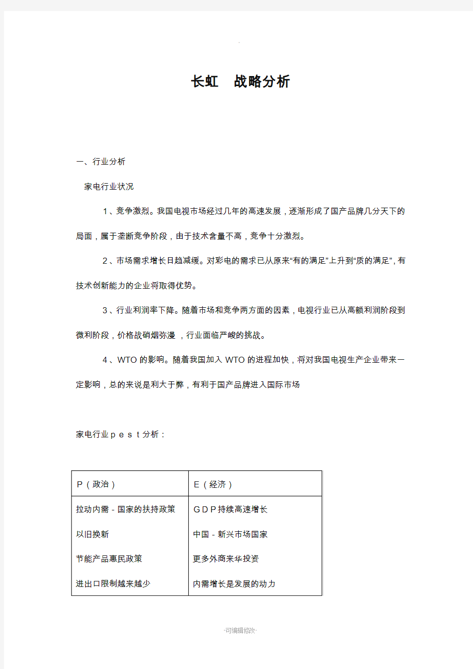 长虹战略分析