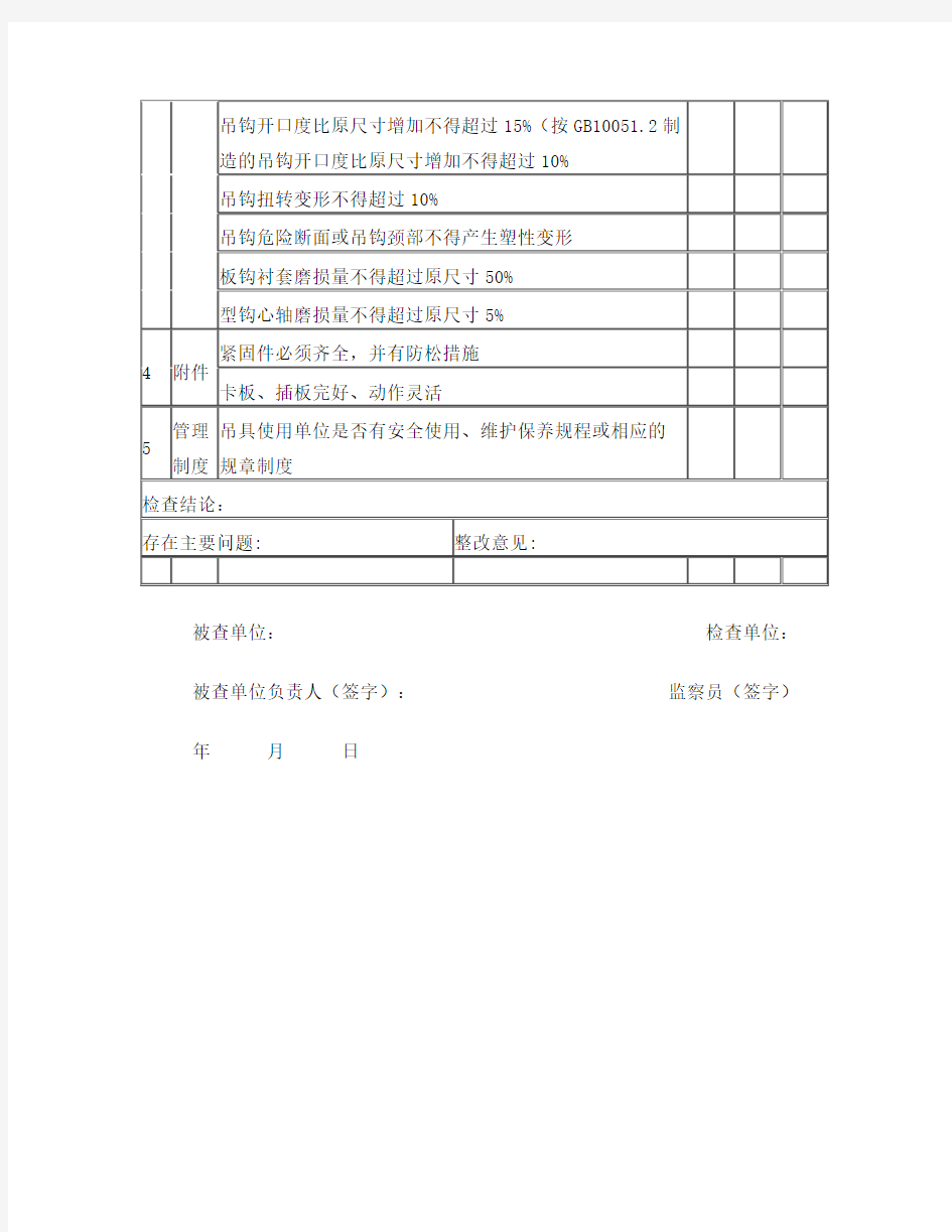 吊具安全检查表