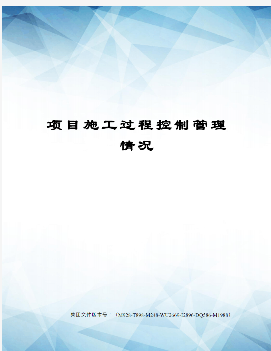 项目施工过程控制管理情况