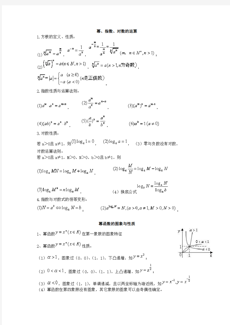 指数、对数公式