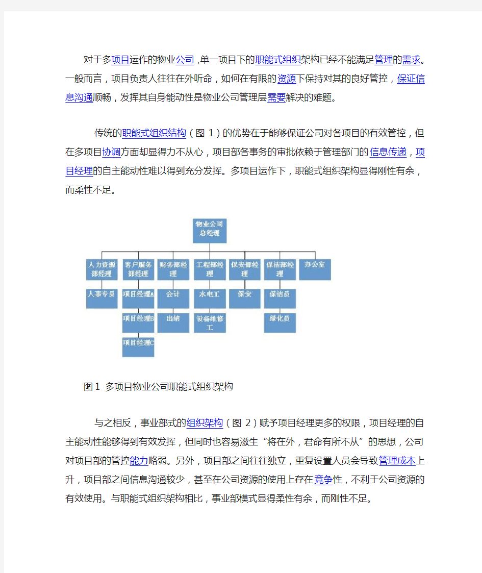 对于多项目运作的物业公司组织架构