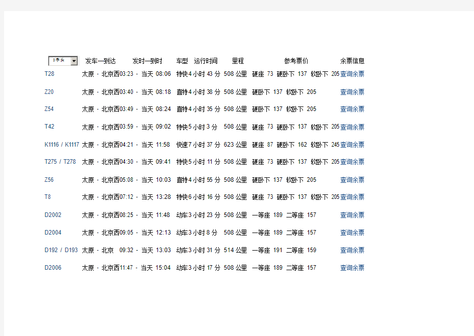 北京到秦皇岛的列车时刻表