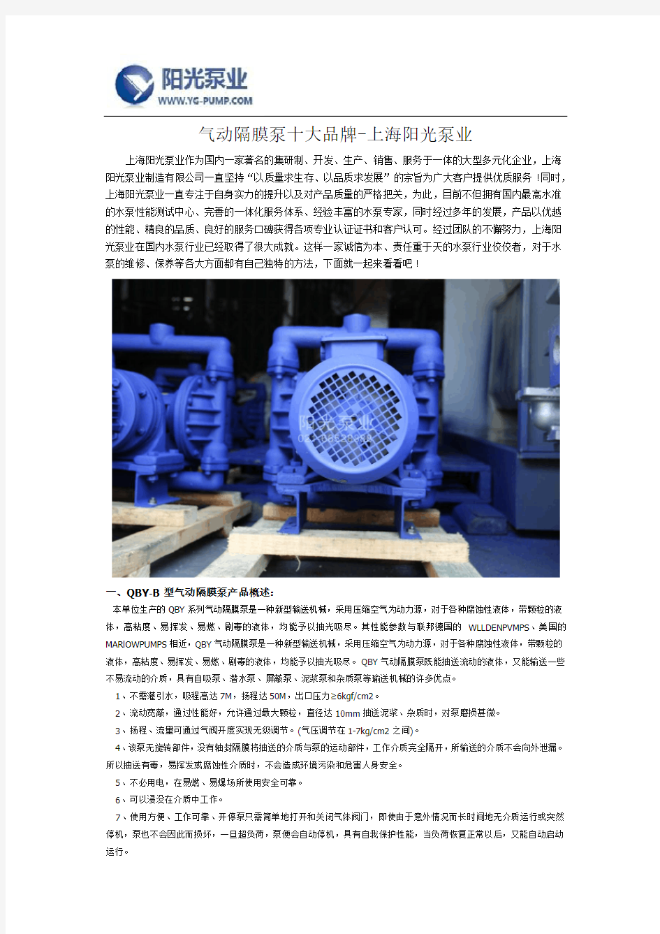 气动隔膜泵十大品牌-上海阳光泵业