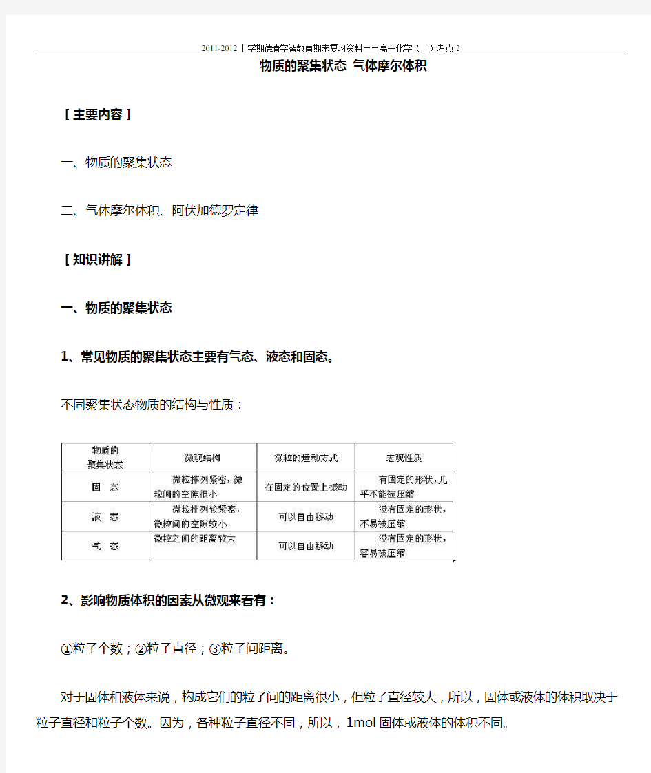 气体摩尔体积的相关计算