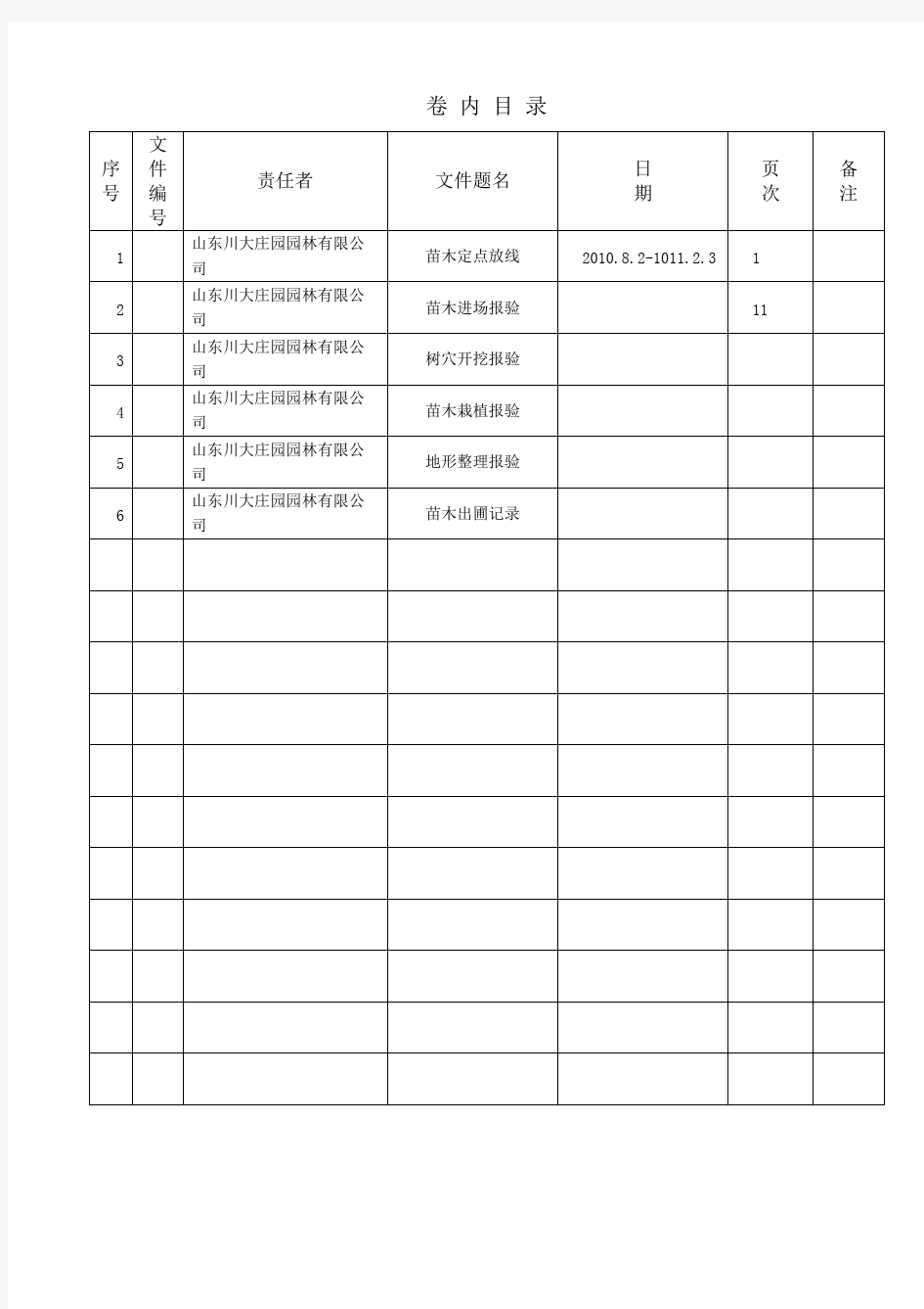 园林绿化工程报验申请表全套