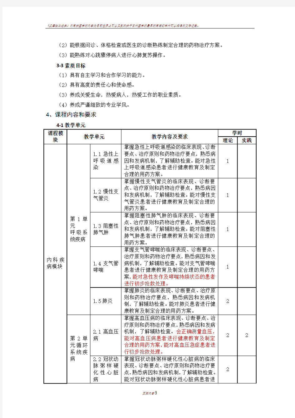 临床医学概要课程标准