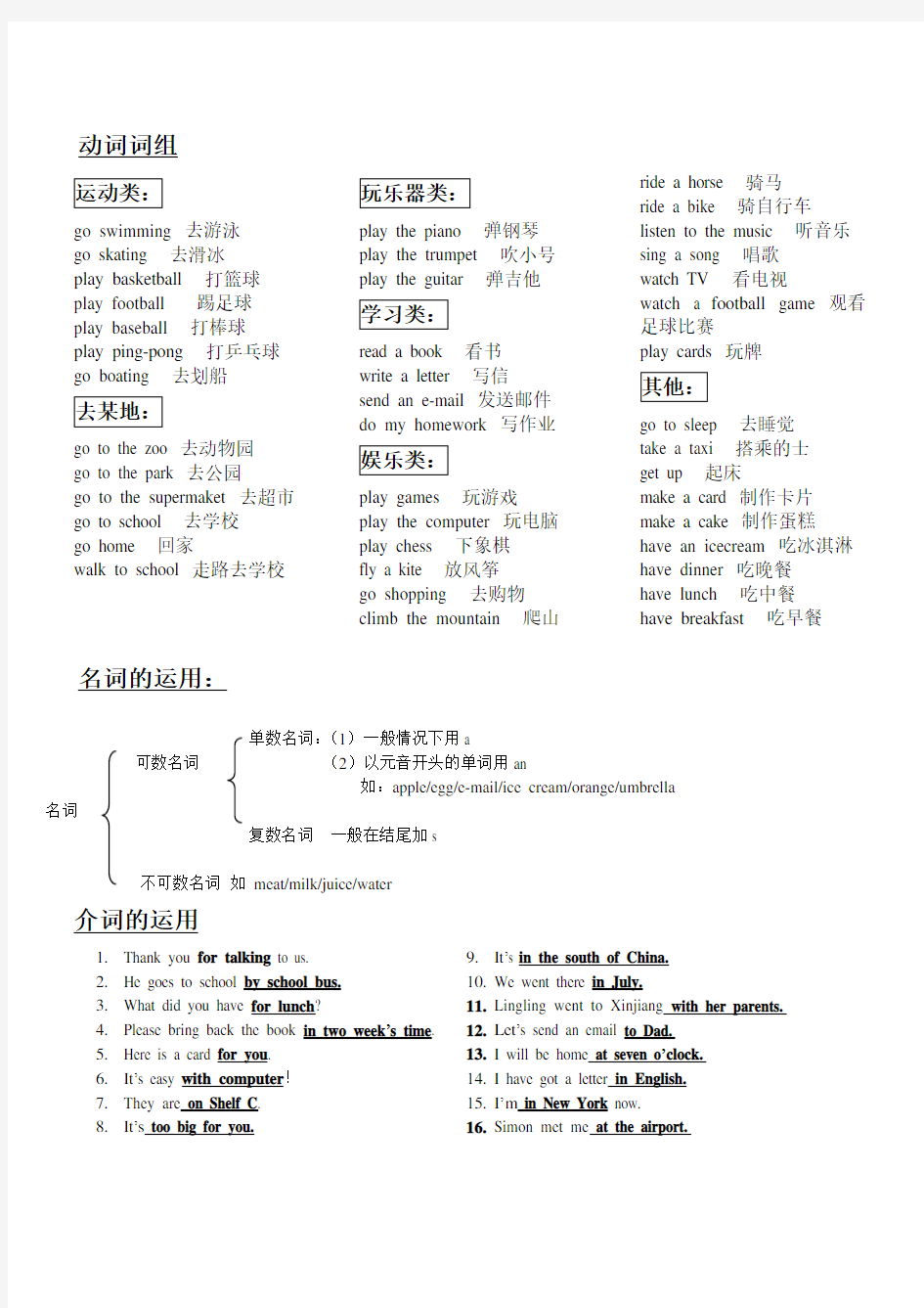 (完整版)小学五年级英语下册重点句型及短语汇总