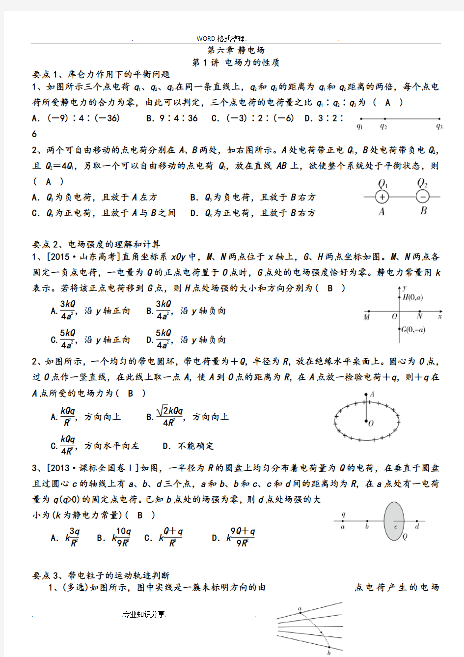 (完整)高三年级静电场总复习试题型整理