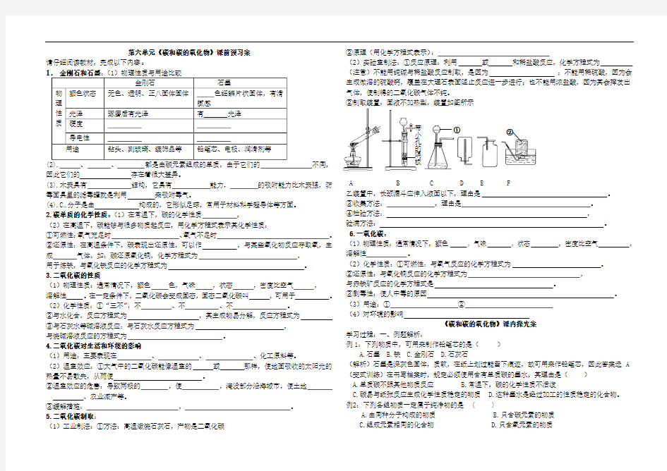 6.4碳和碳的氧化物复习学案