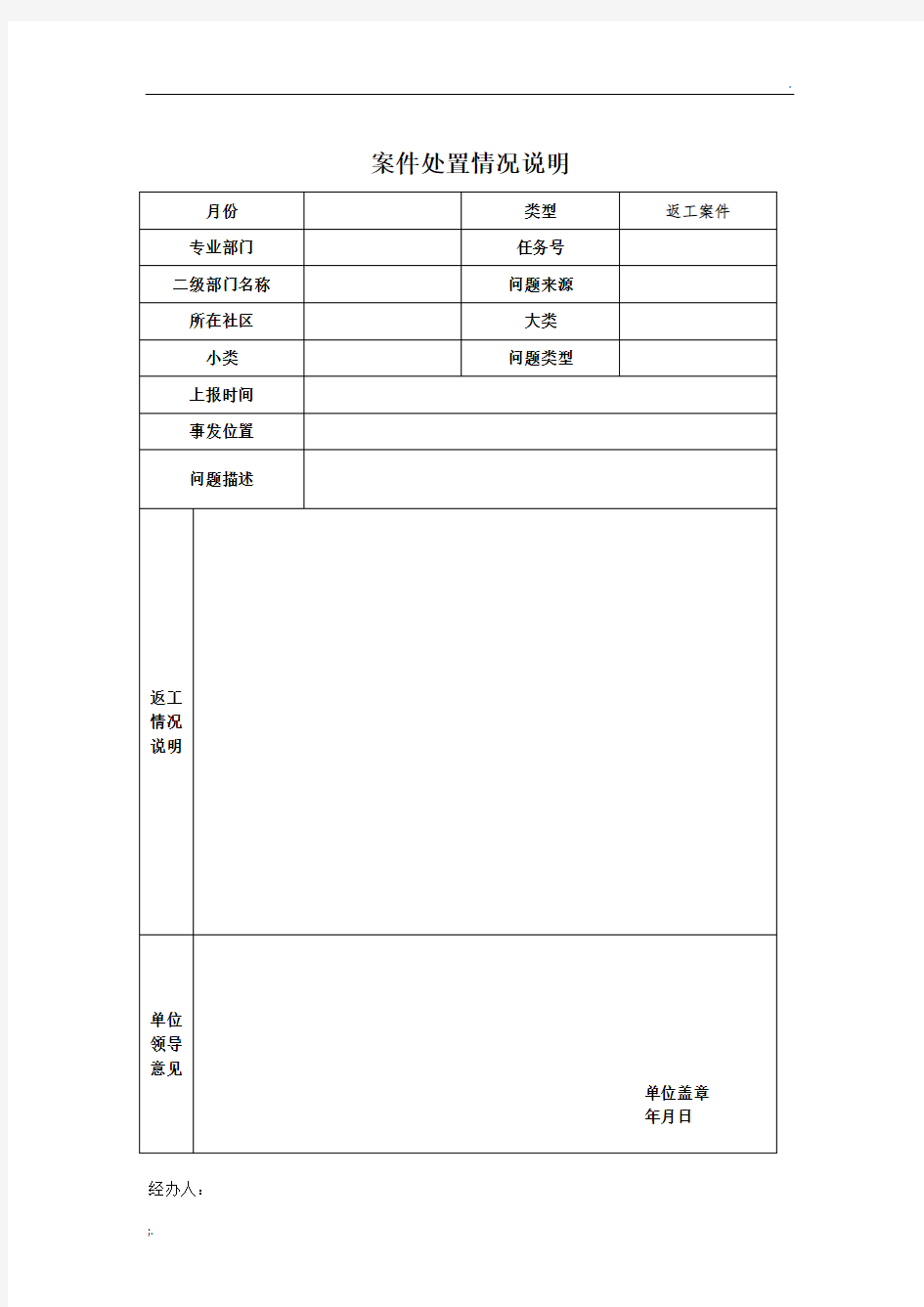 返工案件情况说明 - 模板