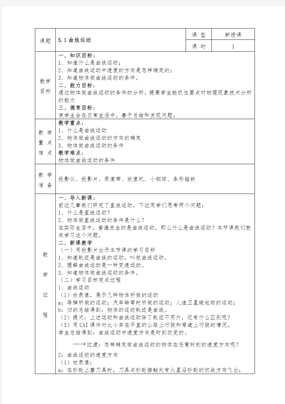 人教版高中物理必修2全册教案