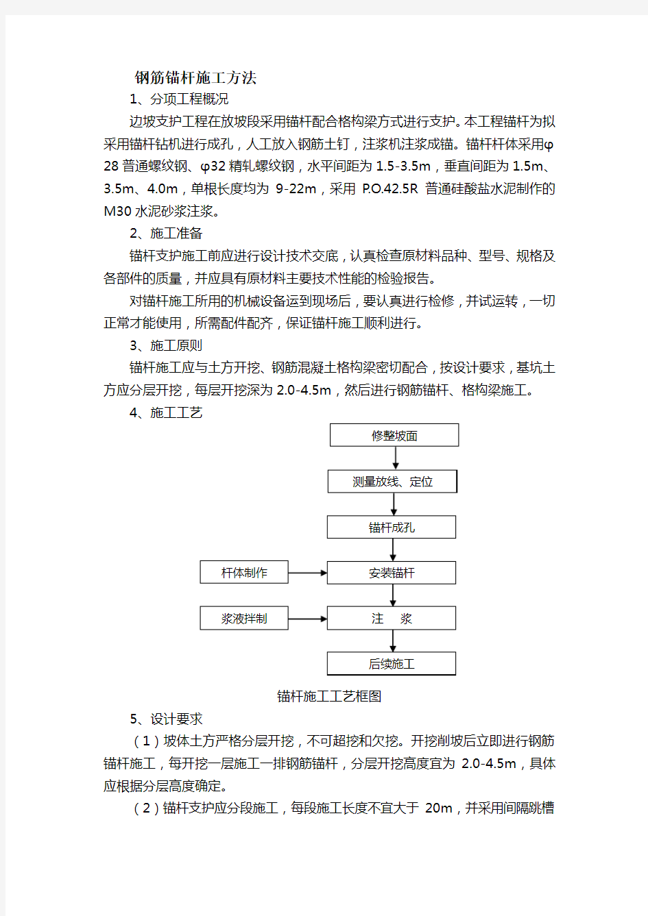 钢筋锚杆施工方法