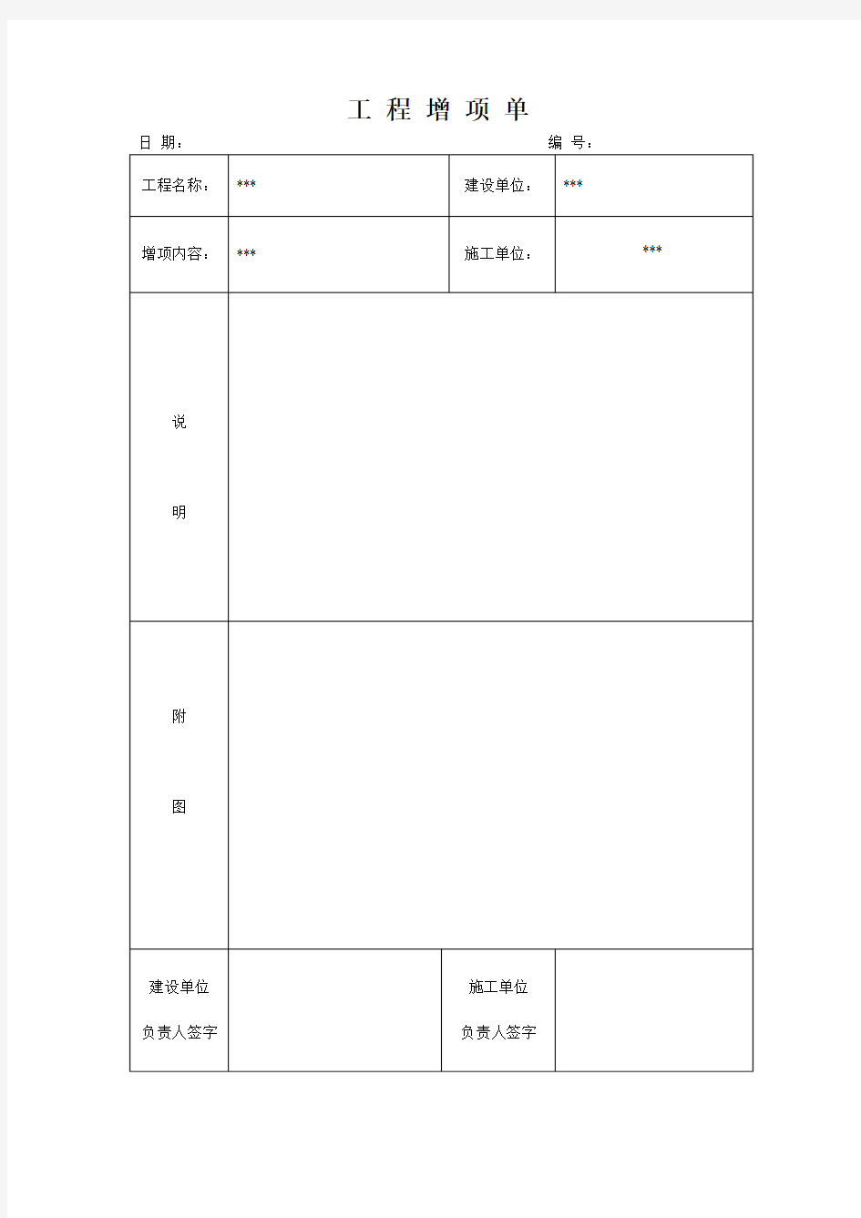 工程量增项单