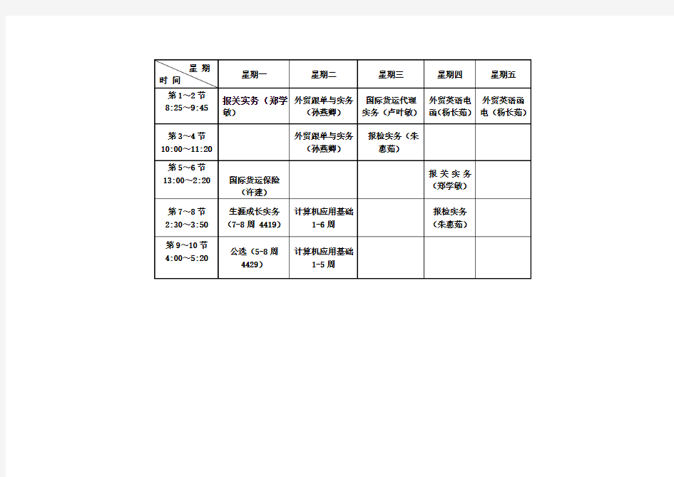 大学课程表模板(终极版)