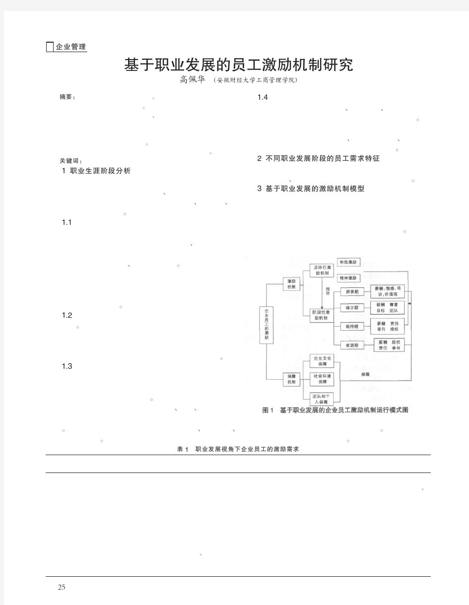 基于职业发展的员工激励机制研究