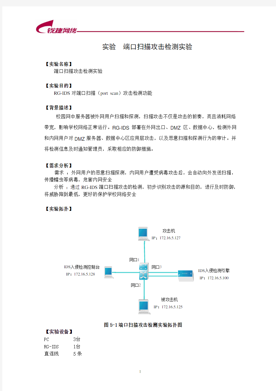 端口扫描攻击检测实验