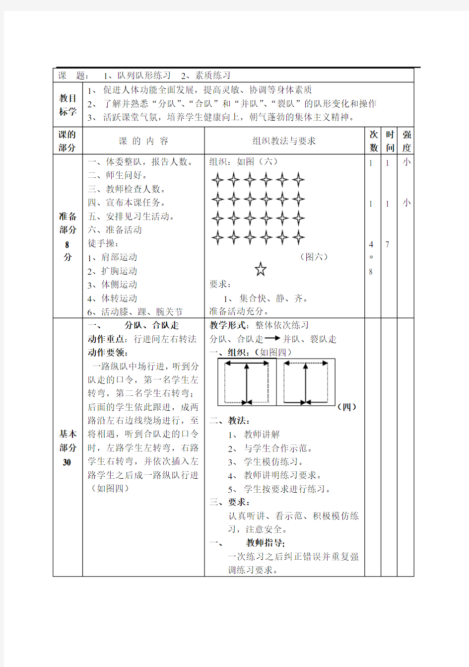 初一下学期全套体育教案