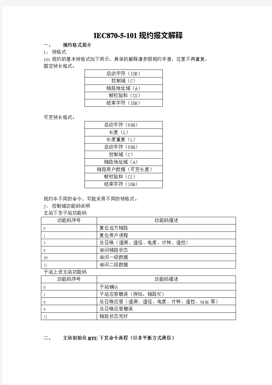 101规约报文解释