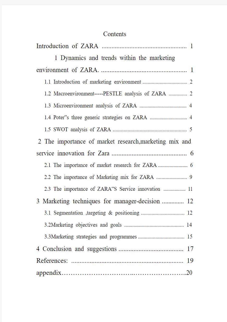 Assignment of marketing -ZARA