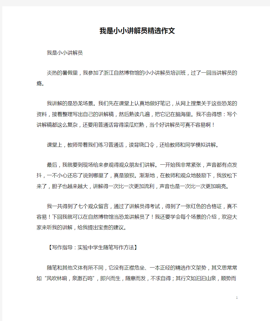 我是小小讲解员精选作文