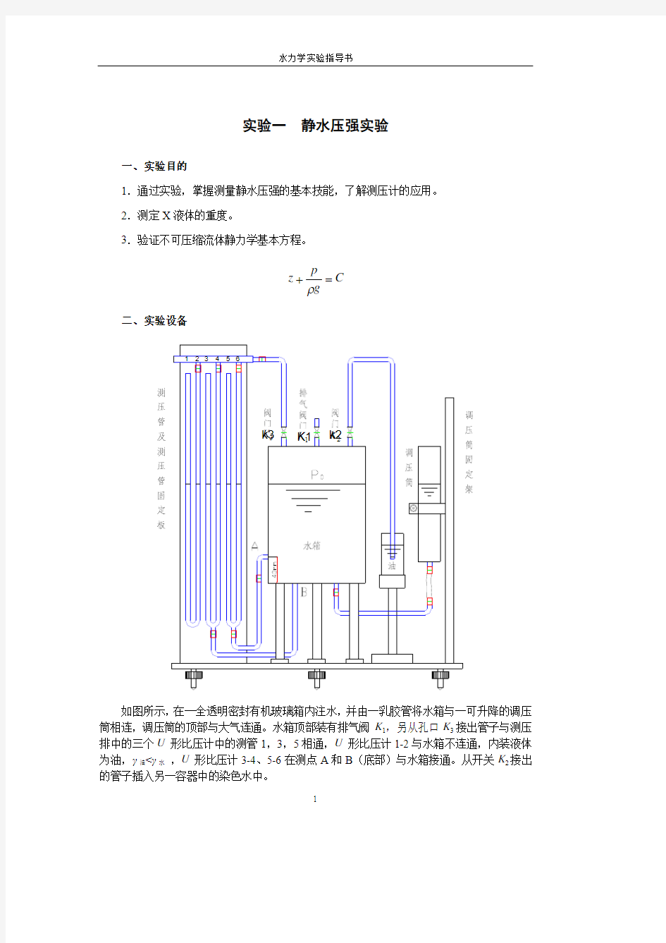 《水力学》期末考试实验指导书