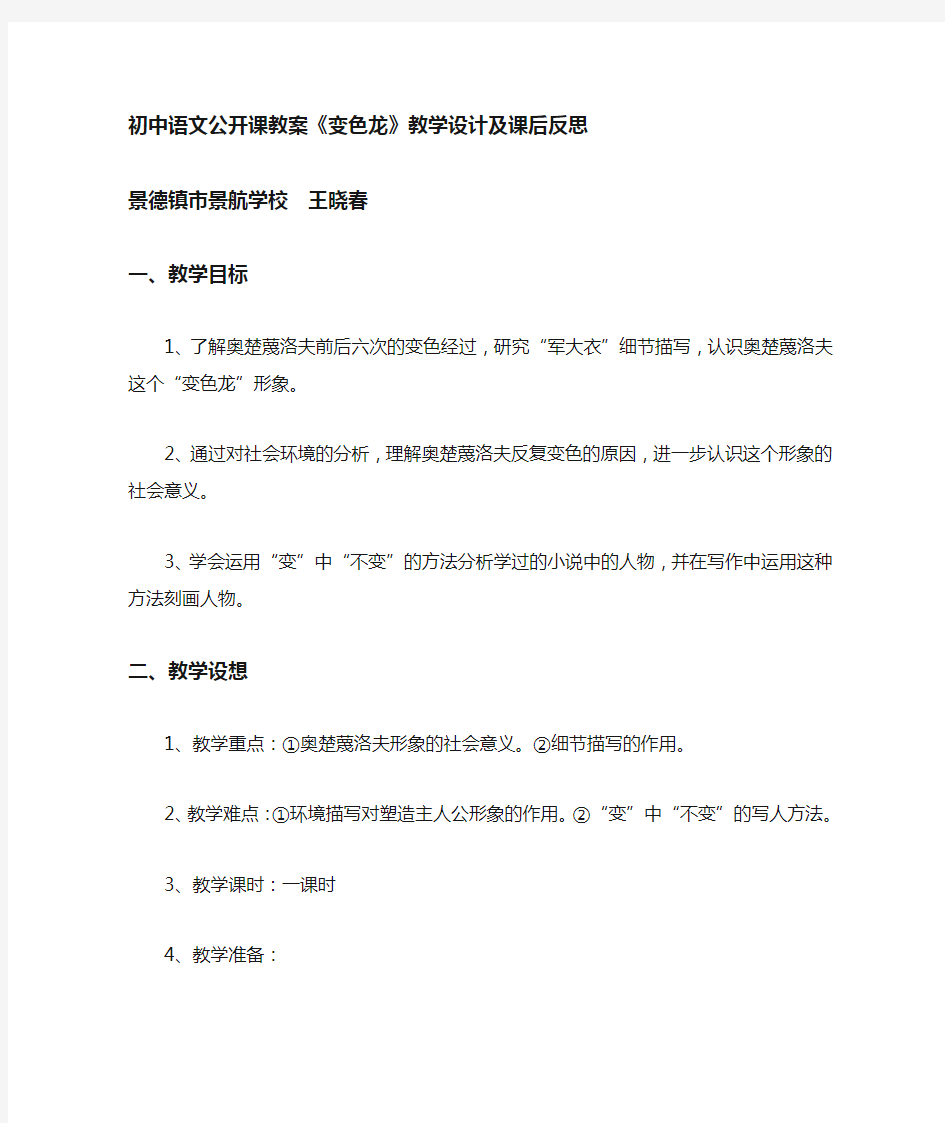 初中语文公开课教案