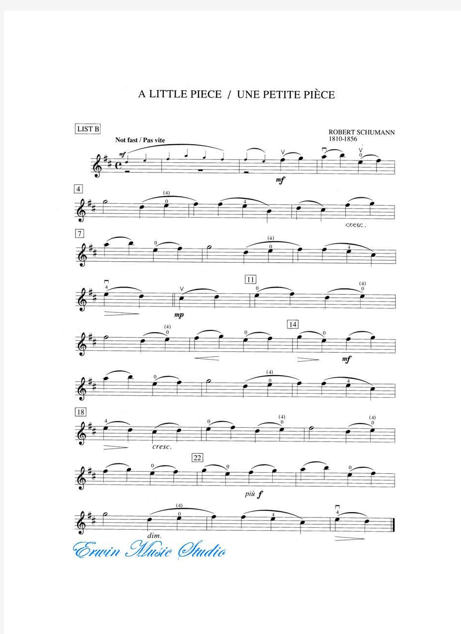 小提琴考级(第一级)《A Little Piece》小提琴曲谱
