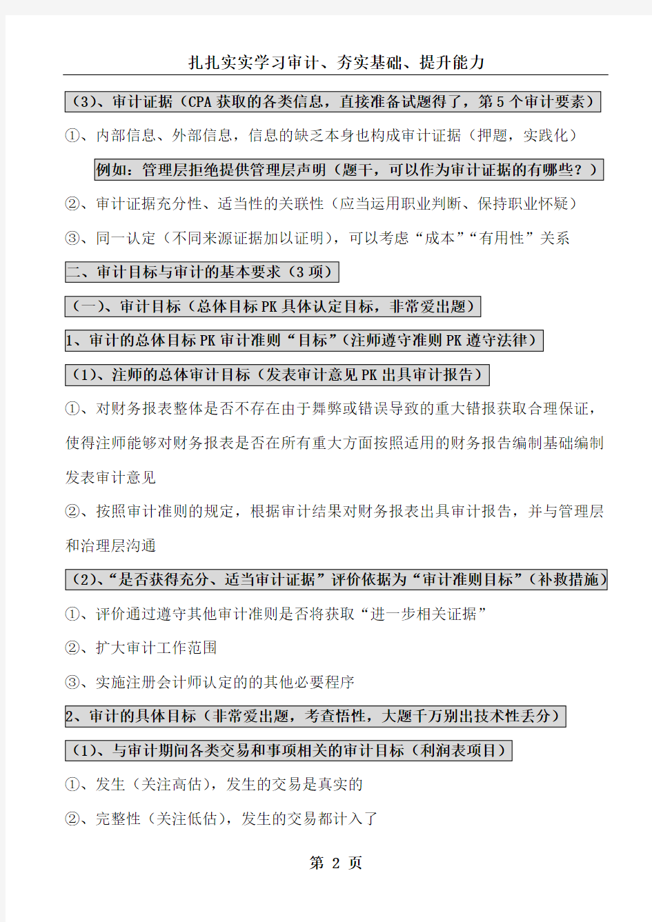 注会审计学习笔记(DOC 171页)