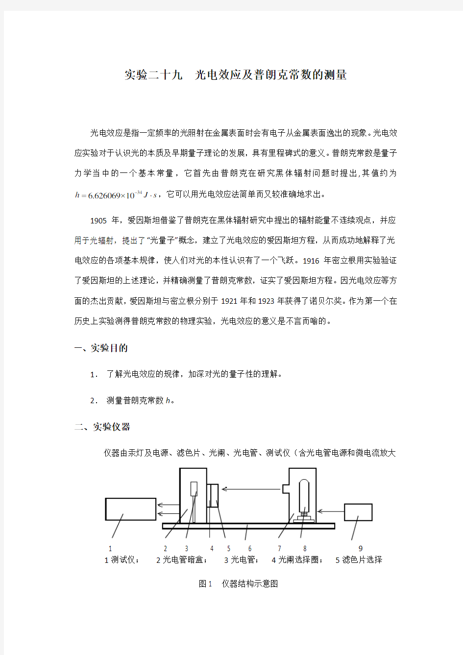 光电效应以及普朗克常数的测量