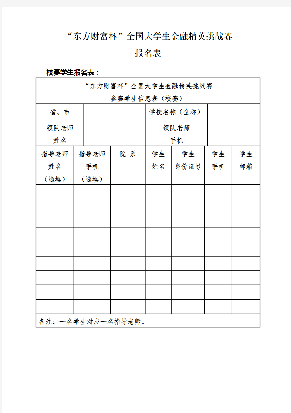 东方财富杯全国大学生金融精英挑战赛