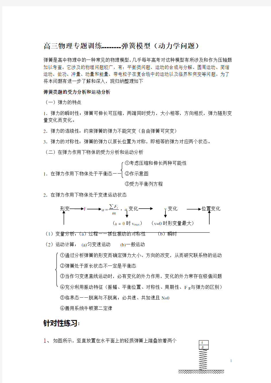 弹簧模型—力学问题