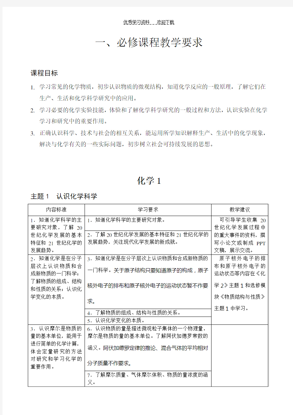 江苏省普通高中化学课程标准